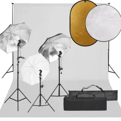 Fotostudioset met verlichtingsset, achtergrond en reflector>vidaXL Hot