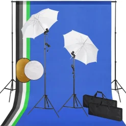 Camera & Optiek*vidaXL Fotostudioset met lampen, paraplu's, achtergrond en reflector