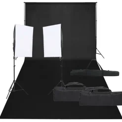 Camera & Optiek*vidaXL Fotostudioset met verlichtingsset en achtergrond