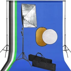 Camera & Optiek*vidaXL Fotostudioset met softboxlampen, achtergrond en reflector