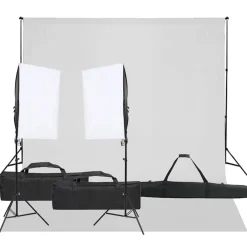 Camera & Optiek*vidaXL Fotostudioset met verlichtingsset en achtergrond