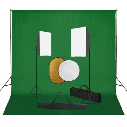 Fotostudioset met softboxlampen, achtergrond en reflector>vidaXL Discount