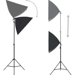 Camera & Optiek*vidaXL Fotostudioset met softboxlampen, achtergrond en reflector Wit