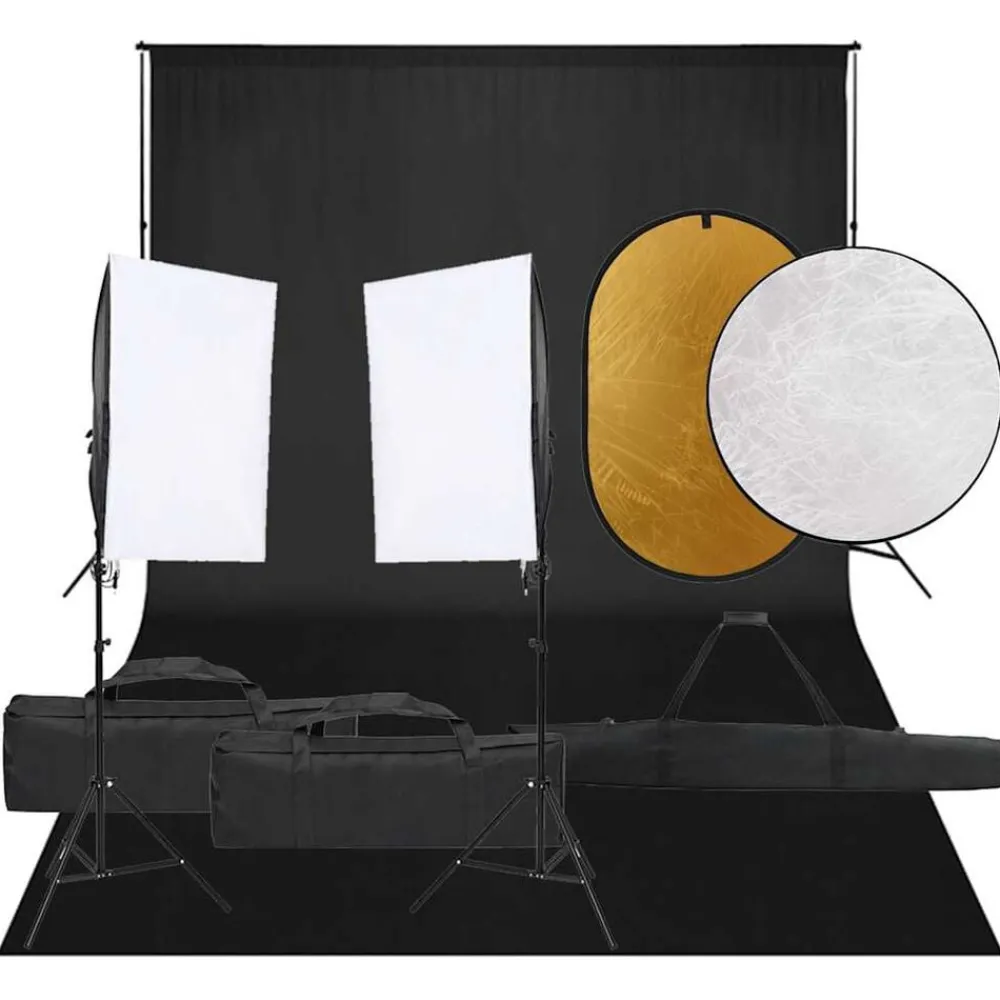Camera & Optiek*vidaXL Fotostudioset met verlichtingsset, achtergrond en reflector