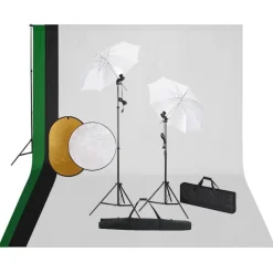Camera & Optiek*vidaXL Fotostudioset met lampen, achtergrond en reflector