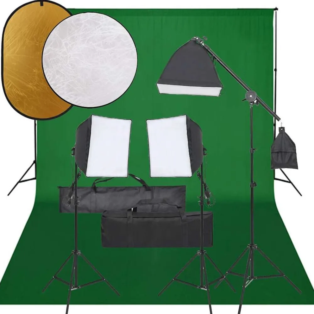 Camera & Optiek*vidaXL Fotostudioset met verlichtingsset, achtergrond en reflector