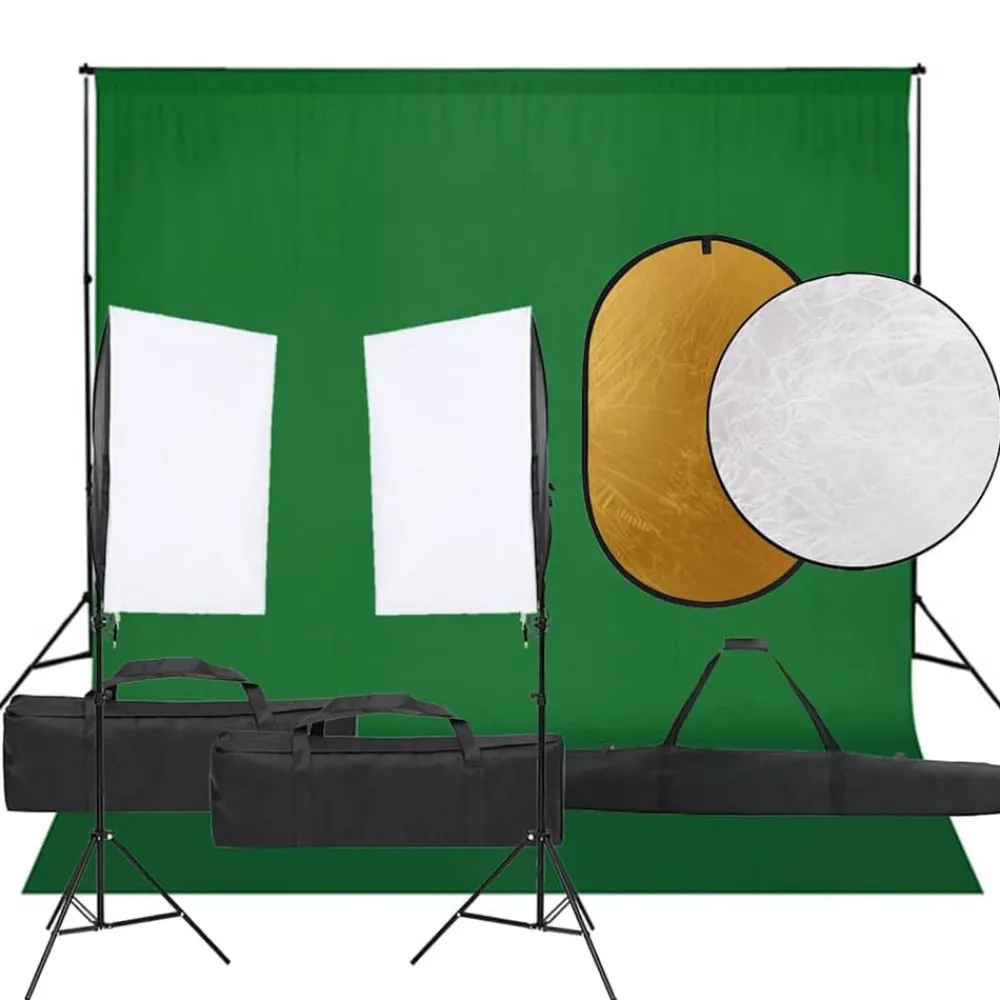 Camera & Optiek*vidaXL Fotostudioset met verlichtingsset, achtergrond en reflector