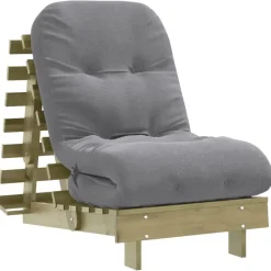Futons*vidaXL Futon slaapbank met matras 60x206x11 cm geïmpregneerd hout Naturel geïmpregneerd