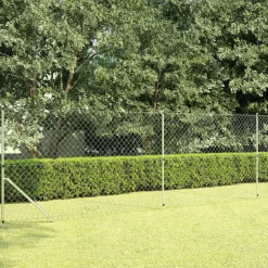 Gaashek met palen 15x1,5 m gegalvaniseerd staal zilverkleurig>vidaXL Best