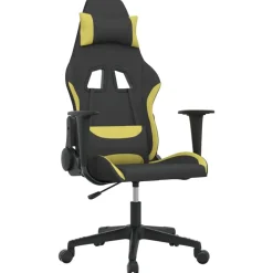 Stoelen*vidaXL Gamestoel stof Zwart en lichtgroen