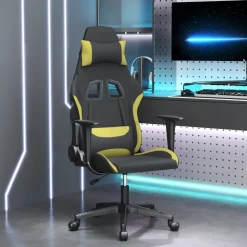 Stoelen*vidaXL Gamestoel stof Zwart en lichtgroen