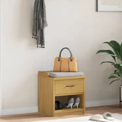 Bankjes*vidaXL Gangbankje SANDNES 45x40x50 cm massief grenenhout Walnoothouten afwerking