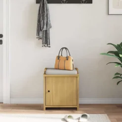 Bankjes*vidaXL Gangbankje SANDNES 45x40x50 cm massief grenenhout Walnoothouten afwerking