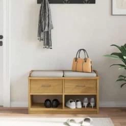 Bankjes*vidaXL Gangbankje SANDNES 87x40x50 cm massief grenenhout Walnoothouten afwerking