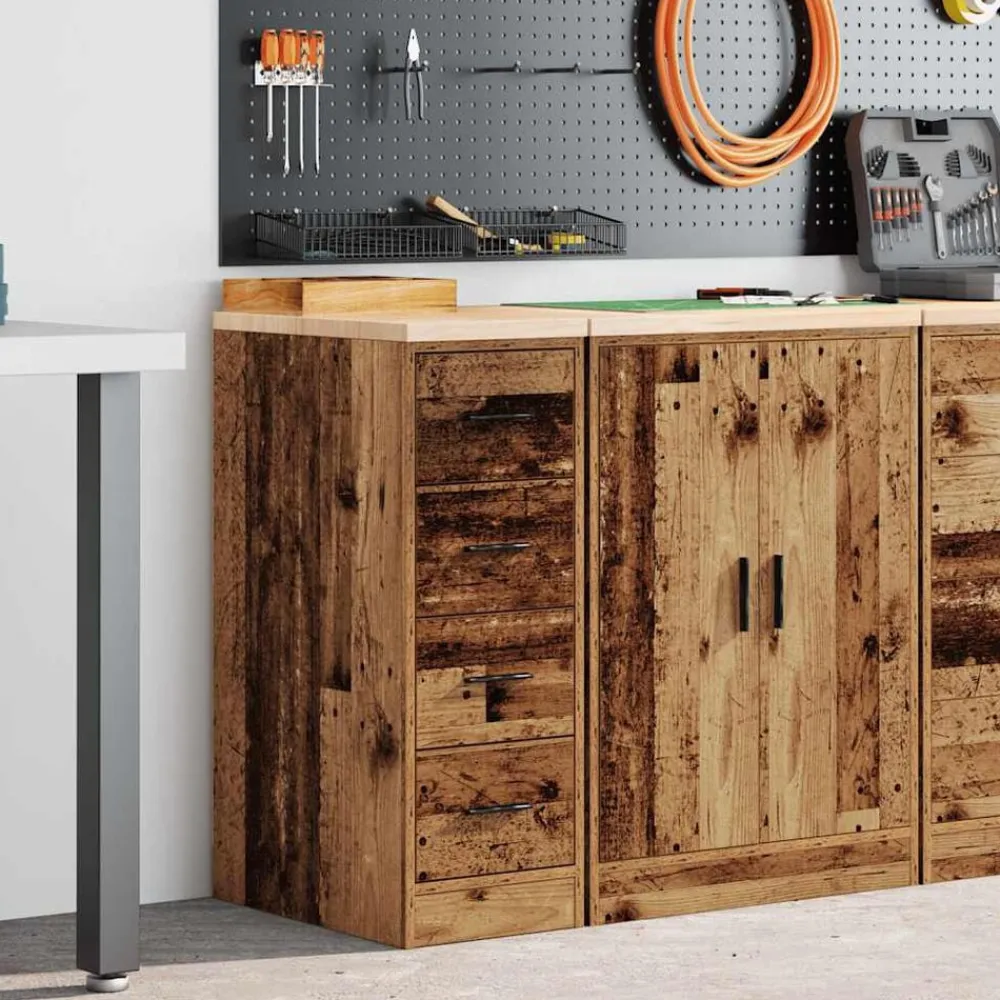 Industriële Opslag*vidaXL Garagekast 30x51x85 cm massief grenenhout Oud hout