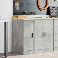 Industriële Opslag*vidaXL Garagekast 30x51x85 cm massief grenenhout Betongrijs