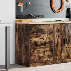 Industriële Opslag*vidaXL Garagekast 60x51x85 cm massief grenenhout Gerookt eiken