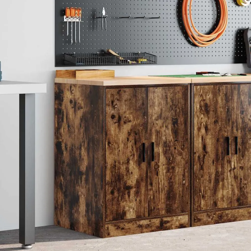 Industriële Opslag*vidaXL Garagekast 60x51x85 cm massief grenenhout Gerookt eiken