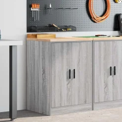 Industriële Opslag*vidaXL Garagekast 60x51x85 cm massief grenenhout Grijs sonoma