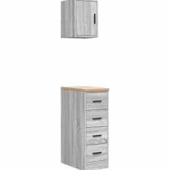 Industriële Opslag*vidaXL Garagekasten 2 st bewerkt hout sonoma grijs Grijs sonoma