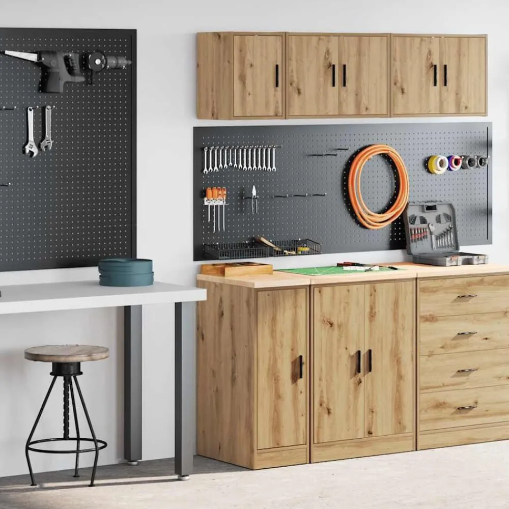 Industriële Opslag*vidaXL Garagekasten 2 st bewerkt hout ambachtelijk eikenhout artisian oak