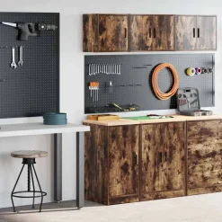 Industriële Opslag*vidaXL Garagekasten 2 st Spaanplaat Gerookt eiken