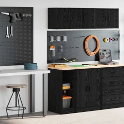 Industriële Opslag*vidaXL Garagekasten 2 st spaanplaat Zwart