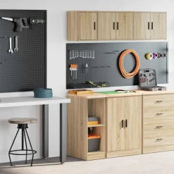 Industriële Opslag*vidaXL Garagekasten 2 st Spaanplaat kleurig Sonoma eiken