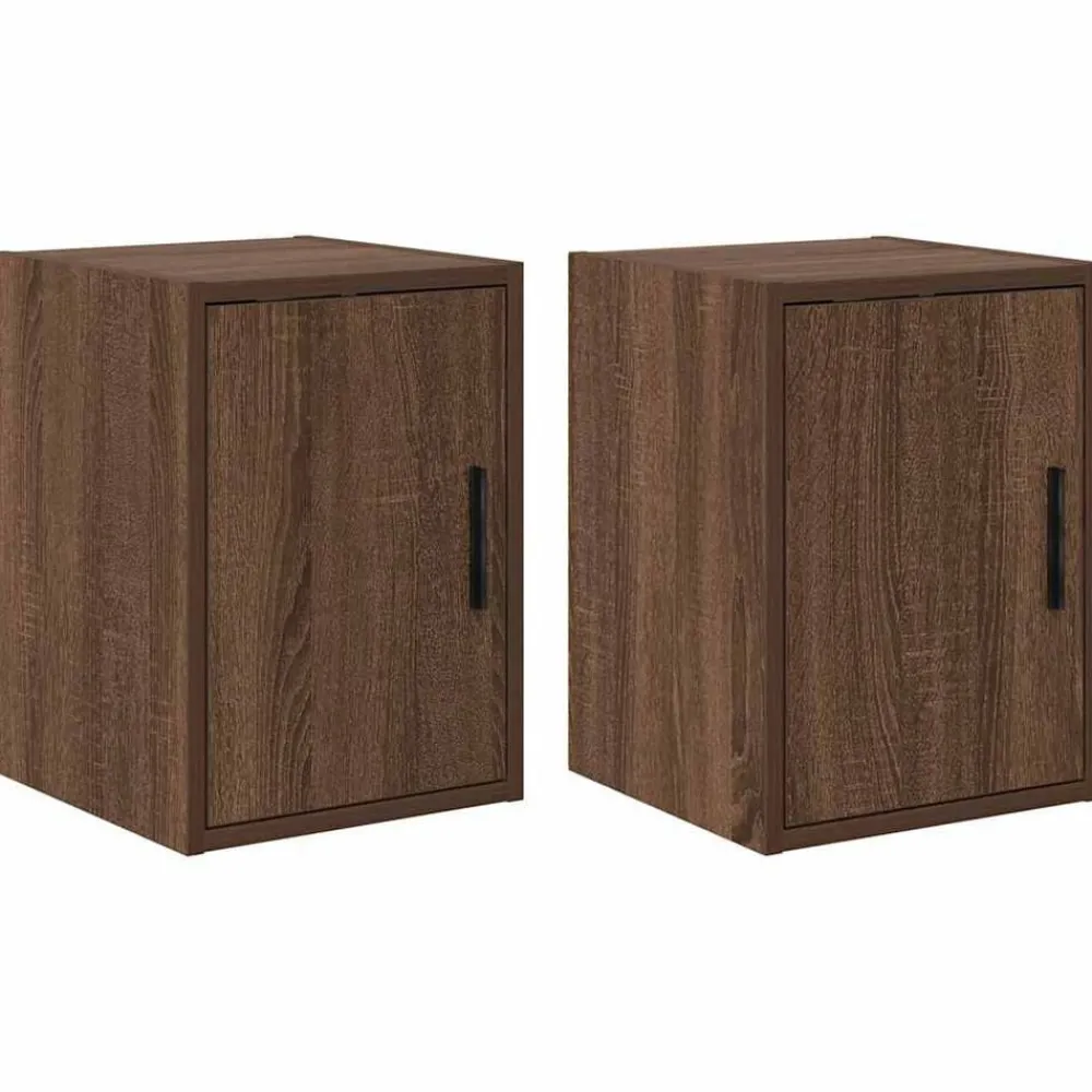 Garagewandkasten 2 st spaanplaat bruin eiken>vidaXL Clearance