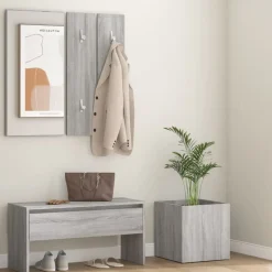 Bankjes*vidaXL Garderobe set bewerkt hout eikenkleurig Grijs sonoma