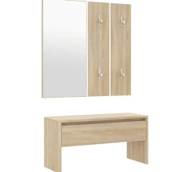 Bankjes*vidaXL Garderobe set bewerkt hout Sonoma eiken