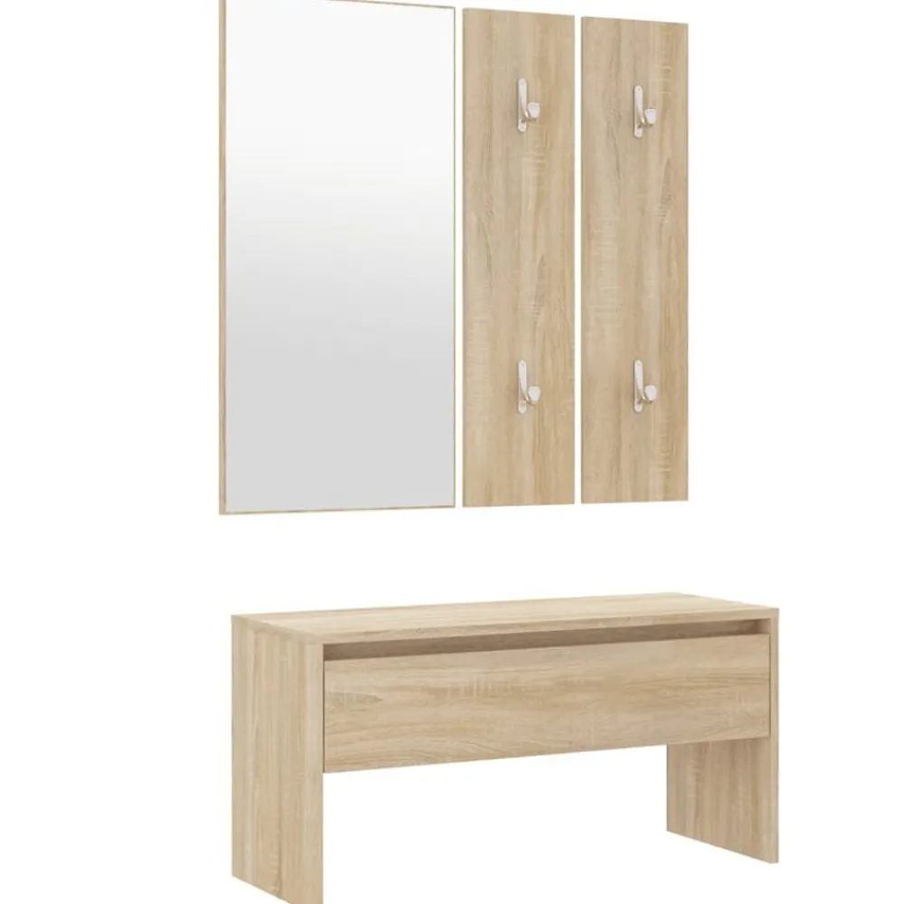 Bankjes*vidaXL Garderobe set bewerkt hout Sonoma eiken