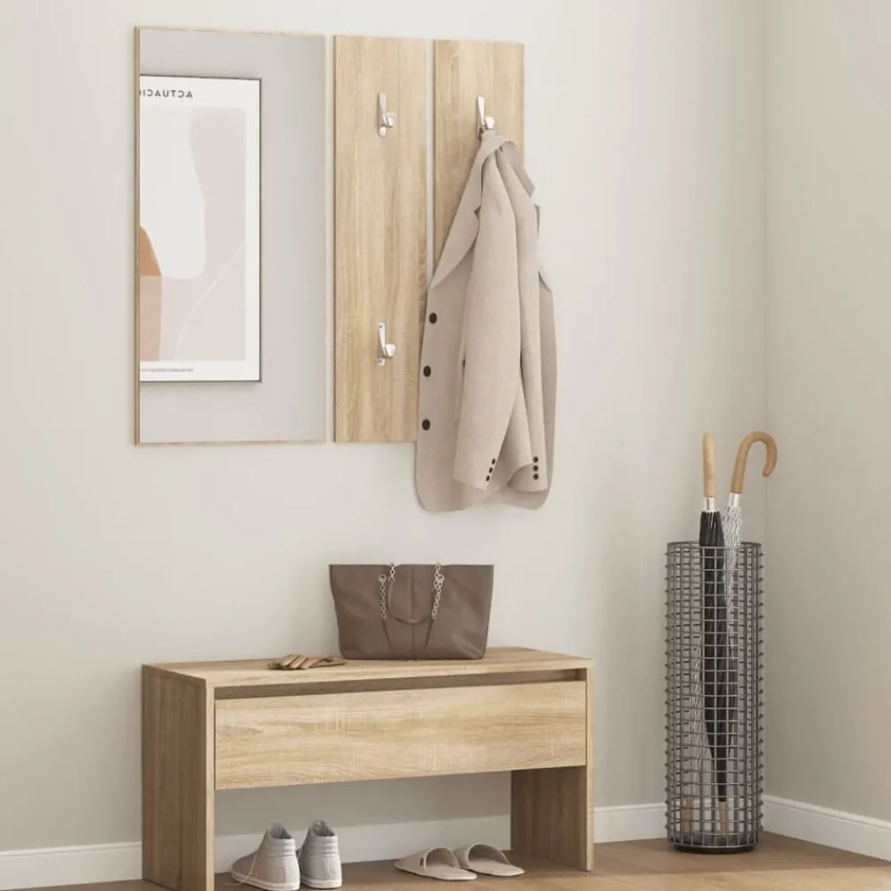 Bankjes*vidaXL Garderobe set bewerkt hout Sonoma eiken