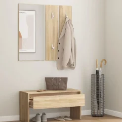 Bankjes*vidaXL Garderobe set bewerkt hout Sonoma eiken