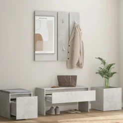 Bankjes*vidaXL Garderobe set bewerkt hout Betongrijs