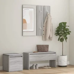 Garderobe set bewerkt hout eikenkleurig>vidaXL Best