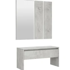 Bankjes*vidaXL Garderobe set bewerkt hout Betongrijs