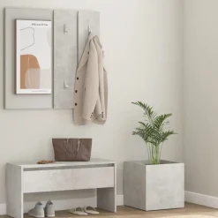 Bankjes*vidaXL Garderobe set bewerkt hout Betongrijs