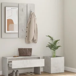 Bankjes*vidaXL Garderobe set bewerkt hout Betongrijs