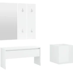 Bankjes*vidaXL Garderobe set bewerkt hout Hoogglans wit