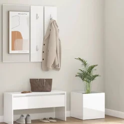 Bankjes*vidaXL Garderobe set bewerkt hout Hoogglans wit