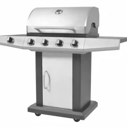 Keuken & Eetkamer*vidaXL Gas Barbecue Grill met wiel Zilver Staal met Metaal Slang