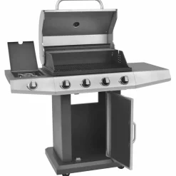 Keuken & Eetkamer*vidaXL Gas Barbecue Grill met wiel Zilver Staal met Metaal Slang