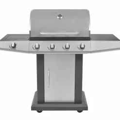 Keuken & Eetkamer*vidaXL Gas Barbecue Grill met wiel Zilver Staal met Metaal Slang