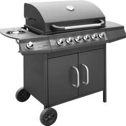 Keuken & Eetkamer*vidaXL Gasbarbecue 6+1 kookzone Zwart