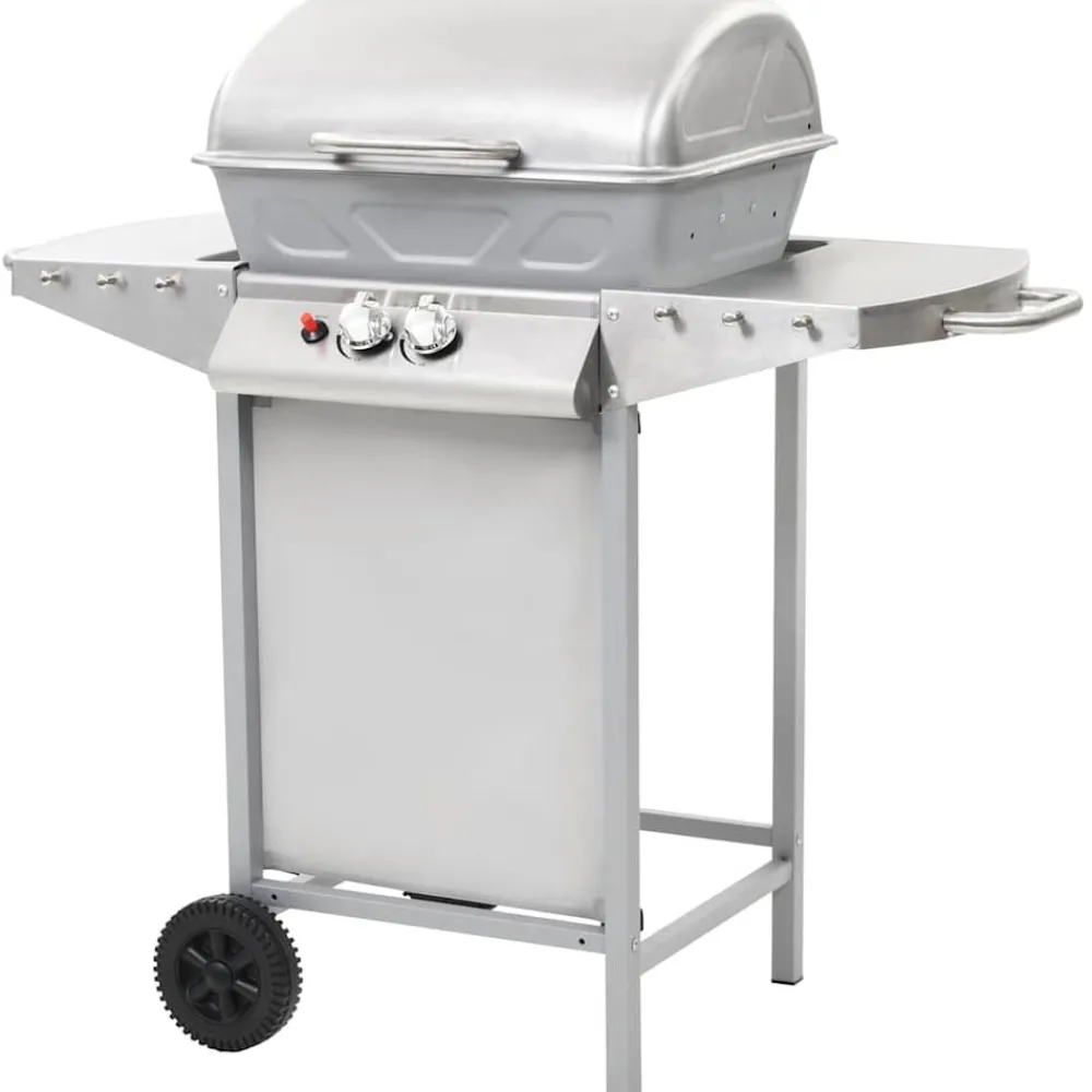 Keuken & Eetkamer*vidaXL Gasbarbecue en grill met 2 kookzones roestvrij staal zilver
