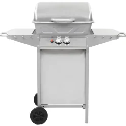 Keuken & Eetkamer*vidaXL Gasbarbecue en grill met 2 kookzones roestvrij staal zilver