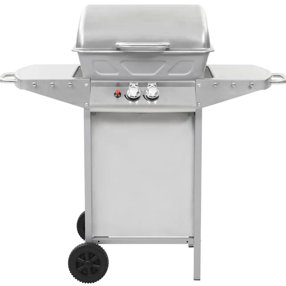 Keuken & Eetkamer*vidaXL Gasbarbecue en grill met 2 kookzones roestvrij staal zilver