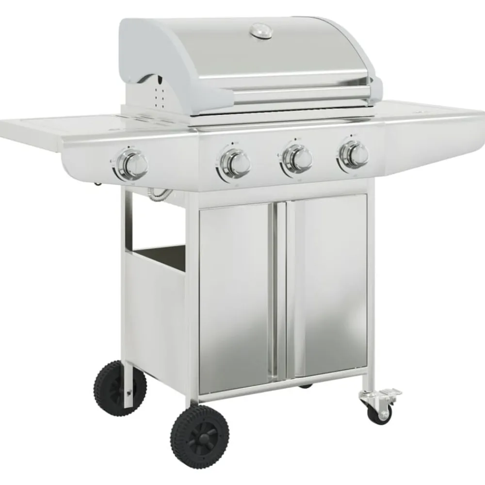 Keuken & Eetkamer*vidaXL Gasbarbecue met 4 branders roestvrij staal zilverkleurig