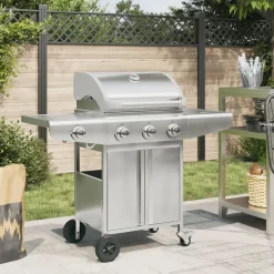 Keuken & Eetkamer*vidaXL Gasbarbecue met 4 branders roestvrij staal zilverkleurig